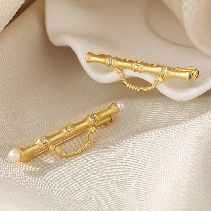 Sterling silver universal bamboo brooch