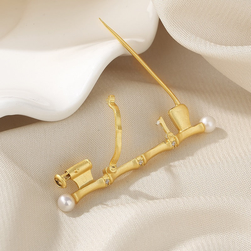 Sterling silver universal bamboo brooch