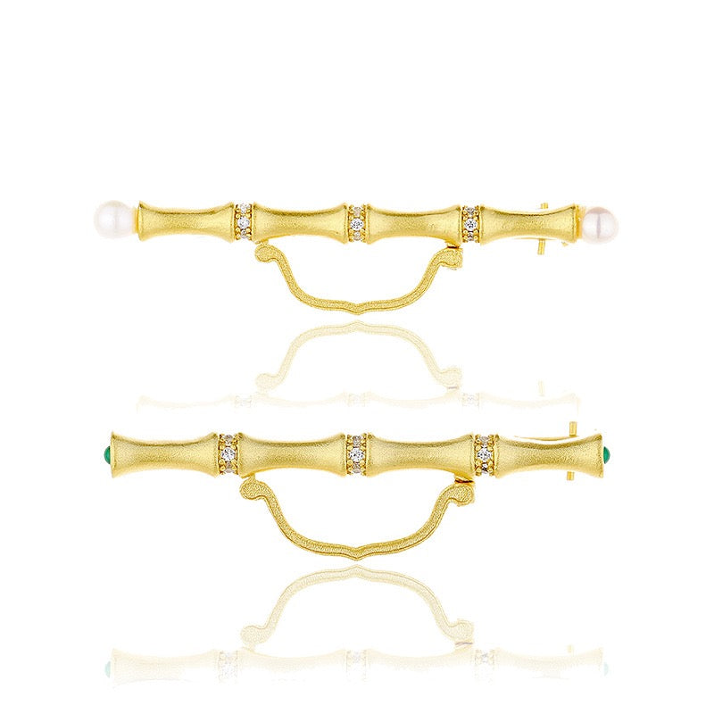 Sterling silver universal bamboo brooch