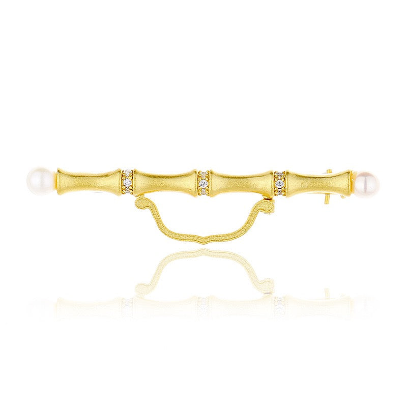 Sterling silver universal bamboo brooch