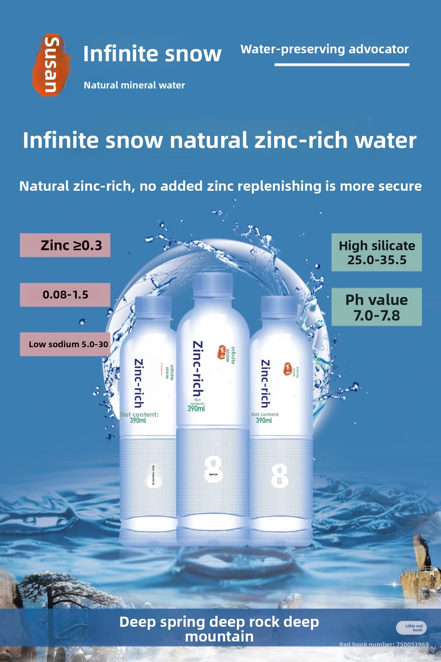 Natural zinc-rich mineral water